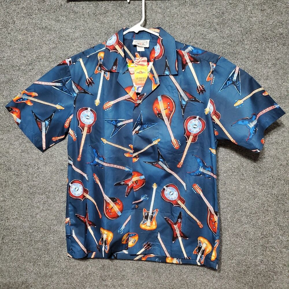 VTG Pacific Legend Apparel Shirt Mens Large Guitar AOP Rock N Roll USA 90s Band